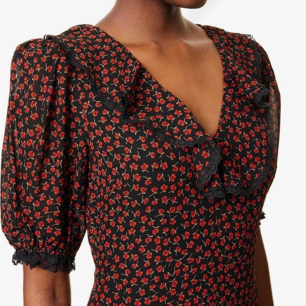 NWT Reformation Viral Women's Evra Lace Trim Open Back Maxi Dress Size 2 - Picture 3 of 14